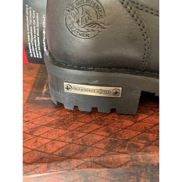 Milwaukee Leather Men's 8" Motorcycle Logger Boot w/ Cap Toe Lace Up Sz 7.5 - Picture 4 of 16